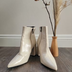 Patent Ivory Pointy Bootie
